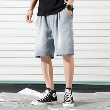 Модные однотонные мужские Джинсовые Шорты повседневные свободные шорты из денима хип-хоп джинсы длиной до колена Masculino Большие размеры