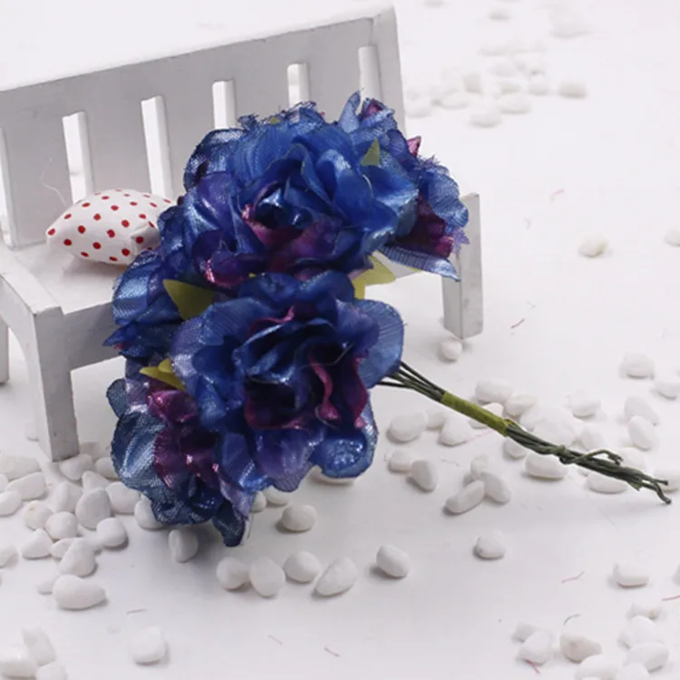 60pcs 4.5cm 인공 금속 반짝이 장미 꽃 DIY Garland 코사지 선물 상자 헤어 드레스 Scrapbooking 웨딩 장식