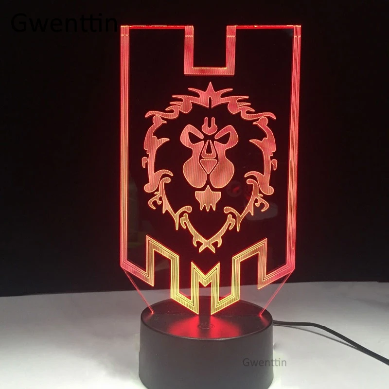 3D иллюзия ночной Светильник WOW World of Warcraft этнический знак Союза светильник