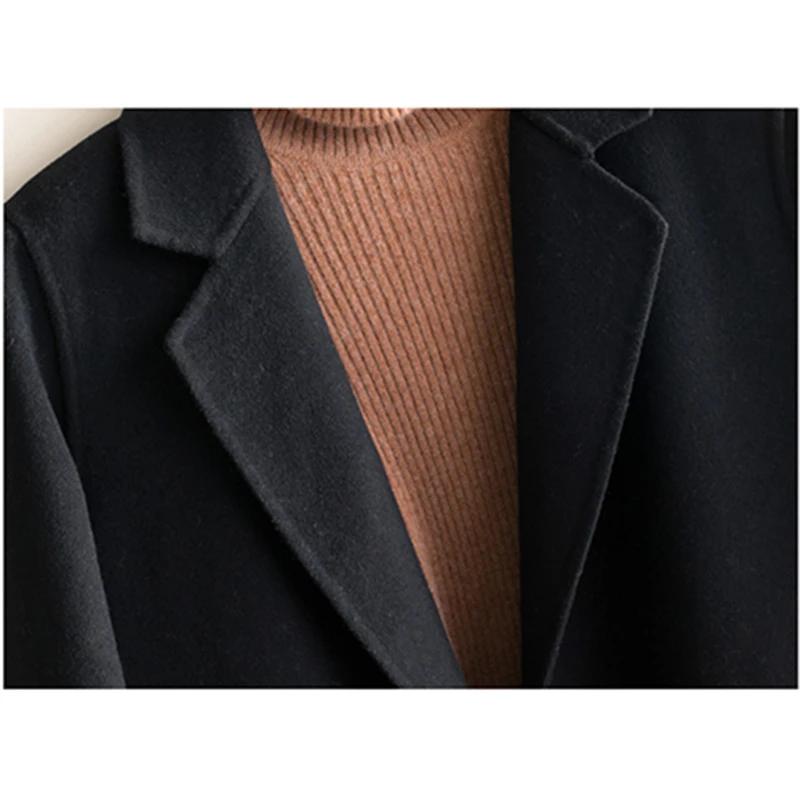 korean style modish long soft wool winter coat women casual fashion patchwork plaid womens coats ladies tops female clothes