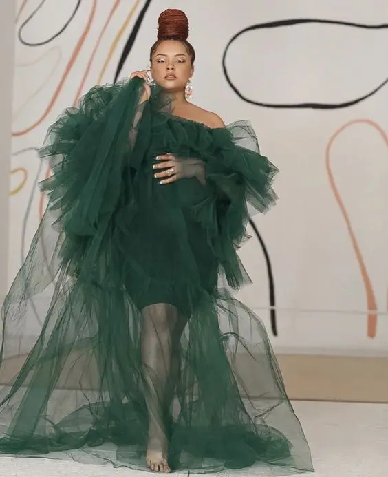 Elegant Women Overlay Tulle Dresses Photo Shoot