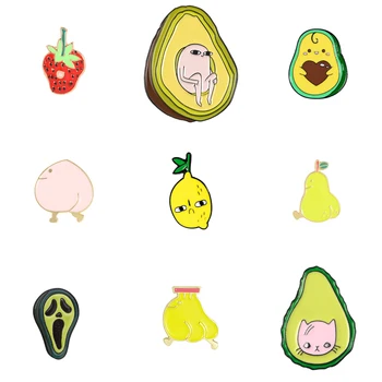 

Cartoon Fruits enamel Pins Collection Cute Lemon Banana Avocado heart Brooches Fashion Backpack badge Jewelry for Kids Friends