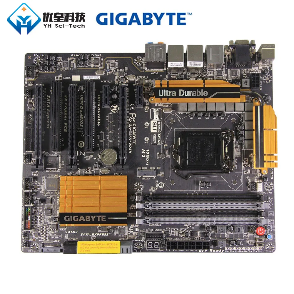 Оригинальная б/у настольная Материнская плата Gigabyte Z97X-UD5H Z97 LGA 1150 Core i7/i5/i3/Pentium/Celeron DDR3 32G SATA3 ATX