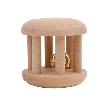 

Infant Toys Wooden Rattles Drum Educational Toys Round Bell 24 Months Toys