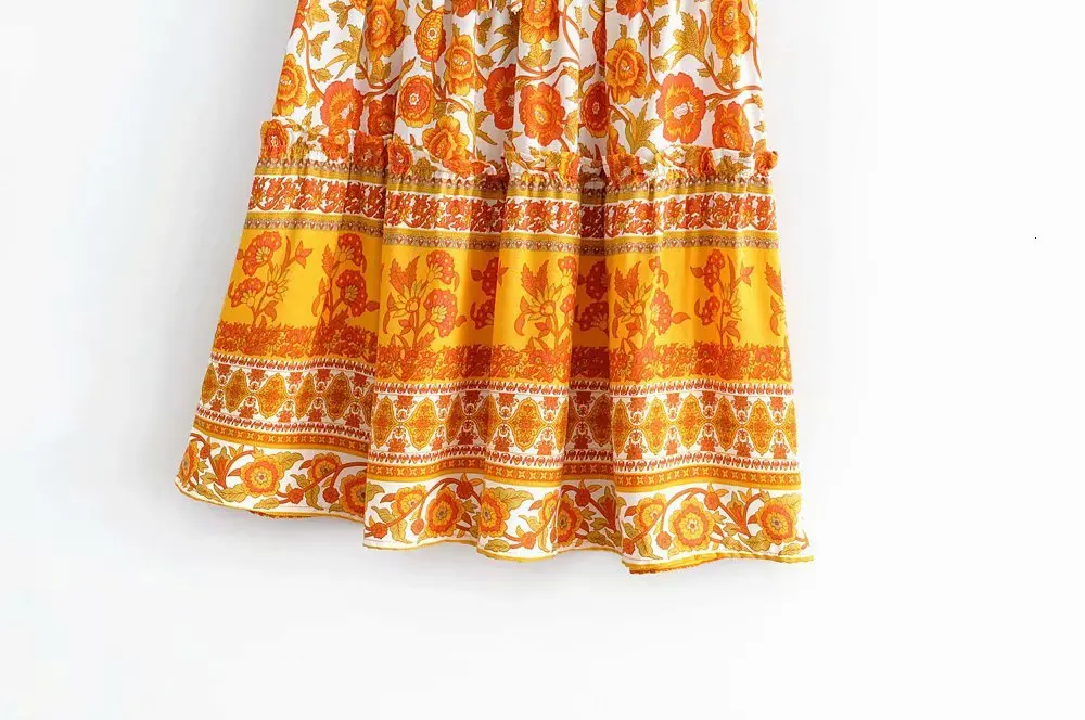 DEAT Весна Лето Высокая талия эластичный оранжевый цветочный принт короткая мини плиссированная юбка для женщин MH404