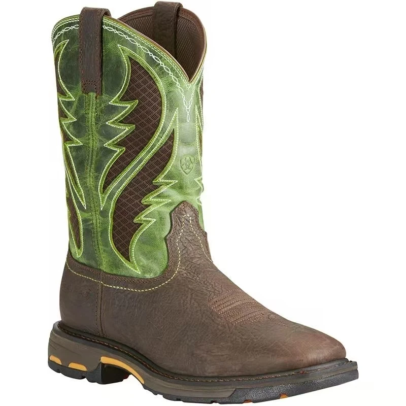 

Hot Selling Men Boots Pu Leather Slip-on Casual Cowboy Boots Winter Fashion Style Western Boots Zapatos De Hombre AG002