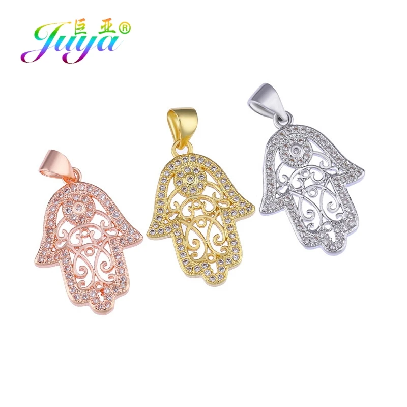 Juya DIY турецкие ювелирные изделия фурнитура золото/серебро/розовое золото Хамса рука подвеска Фатима подвески для браслета ожерелье серьги изготовление