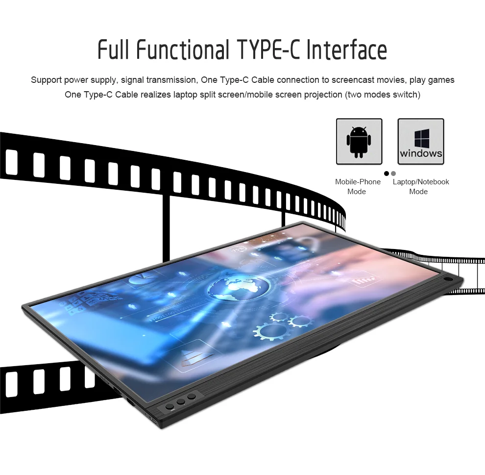 Тонкий портативный ЖК-монитор 1080P hd 15,6 usb type c hdmi для ноутбука, телефона, xbox, переключателя и ps4 портативный монитор lcd игровой монитор