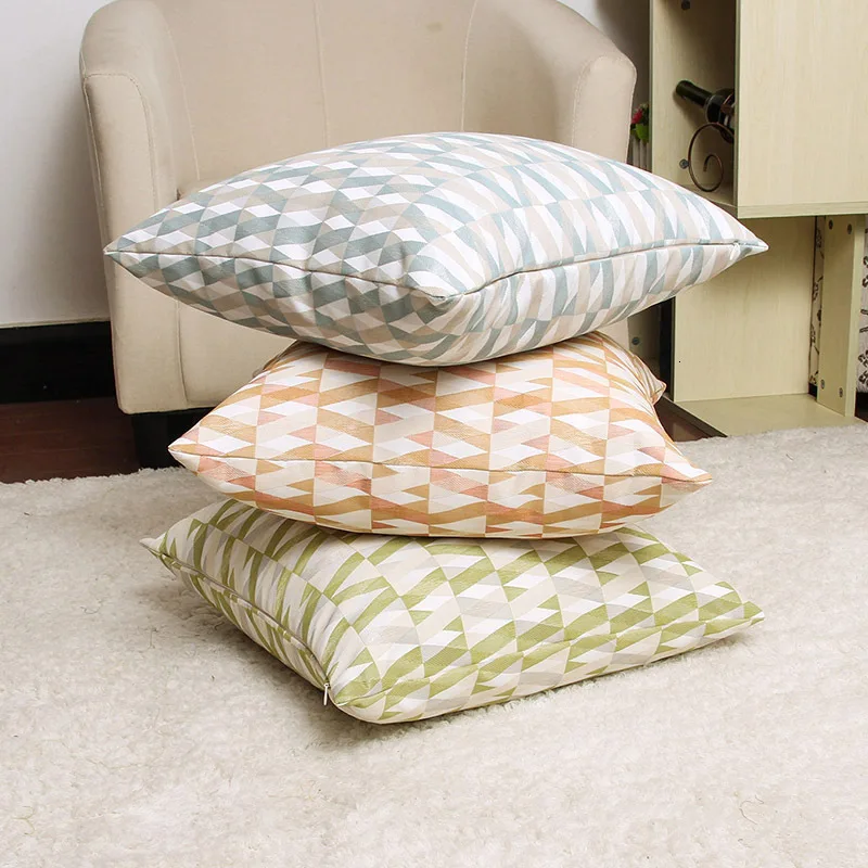 

Nordic Fashion Simple Pillowcase Jacquard Weave Plaid Pattern Throw Cushion Cover Sofas Bedside Home Decoration 3 Color 45*45cm