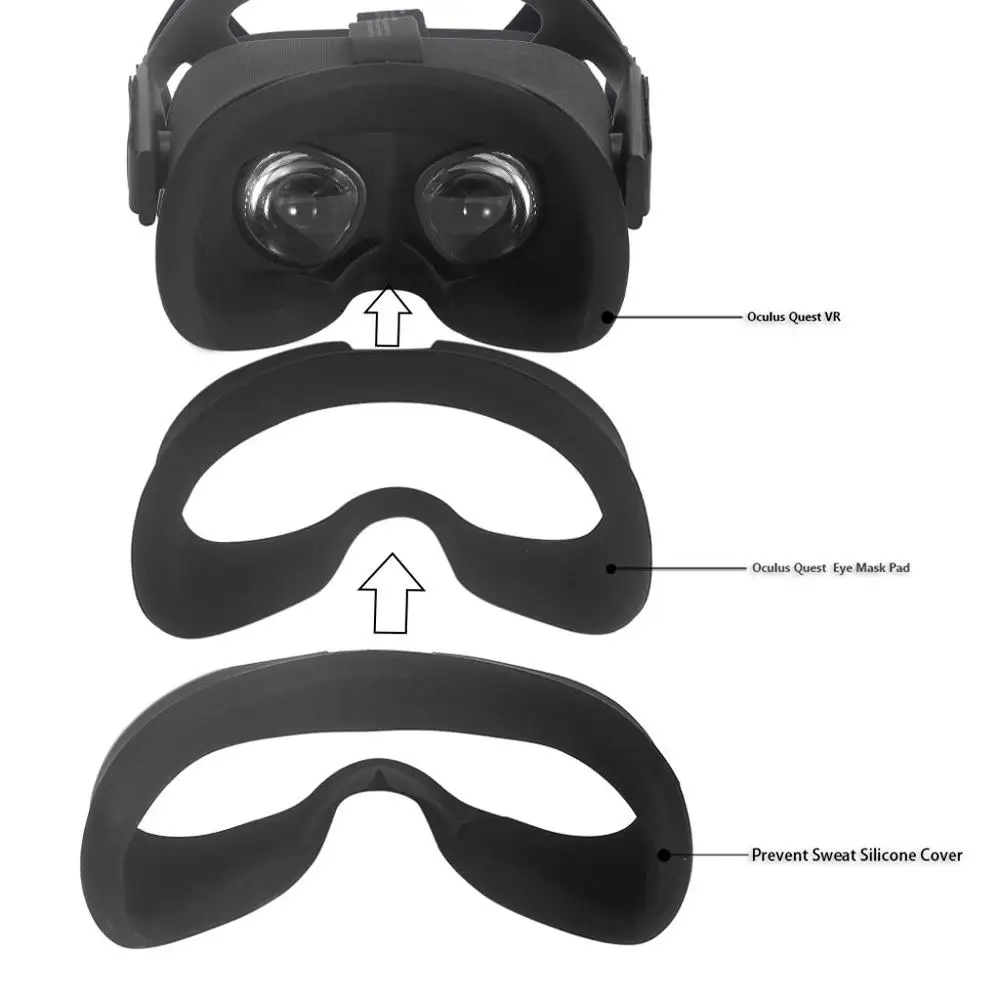 Мягкий силиконовый чехол-маска для глаз против пота для Oculus Quest VR Glasses A5YA