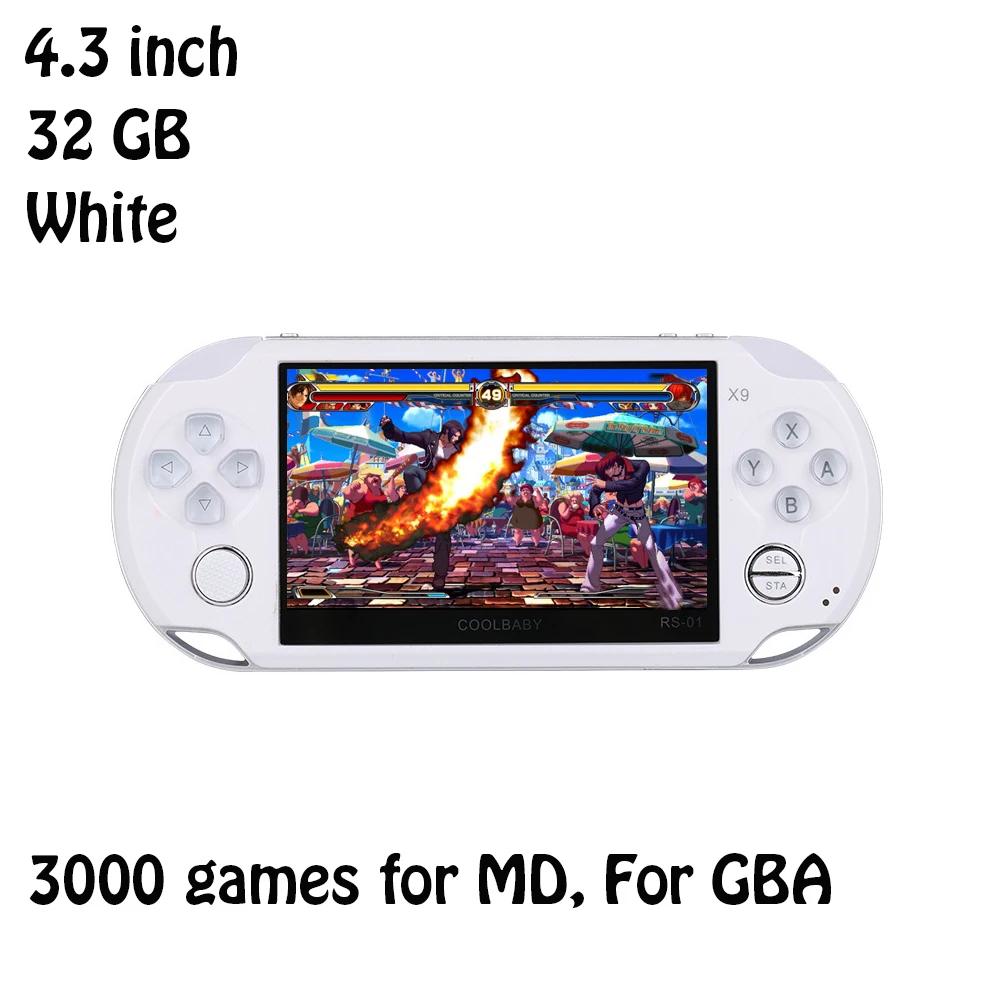 4.3 inch white 32GB RS-X9 КПК игры игроки 5,0 дюймовый экран игровая консоль встроенный 9463 классические игры прогресс Save/нагрузки 32 GB лучшее подарок - Цвет: 4.3 inch white 32GB