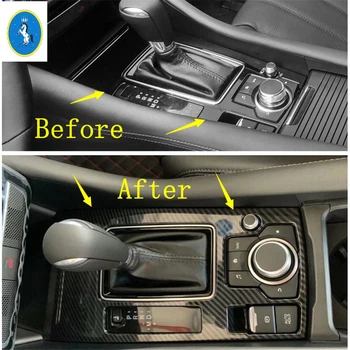 

Yimaautotrims Auto Accessory Transmission Shift Gear Gearshift Box Frame Cover Trim Fit For Mazda 6 2019 2020 / ABS Carbon Fiber
