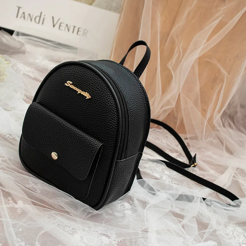 

Litchi Pattern Women Backpack Mini Travel Rucksack For Female Small PU Leather School Backpack For Fashion Teenage Girl