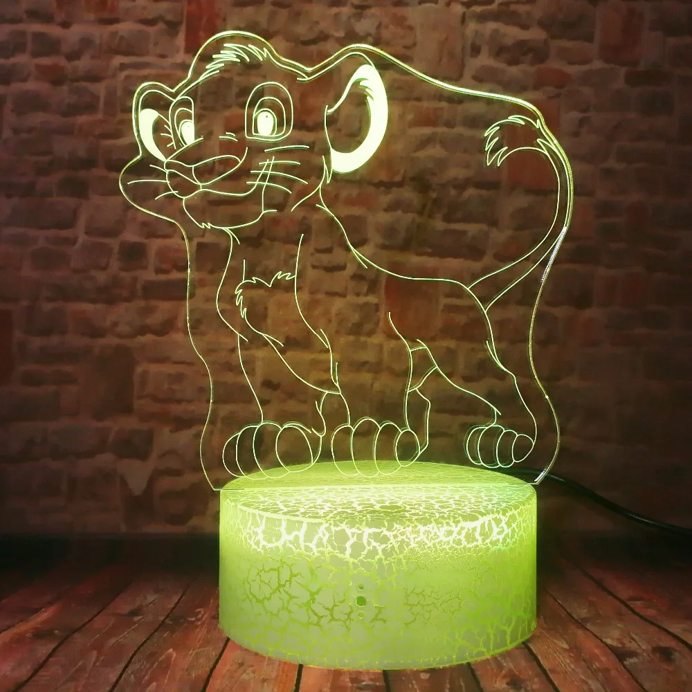 Милый Simba Король Лев джунглей животные крутые умные безопасные трещины база 7 цветов Изменение ночной Светильник для детей рождественские подарки