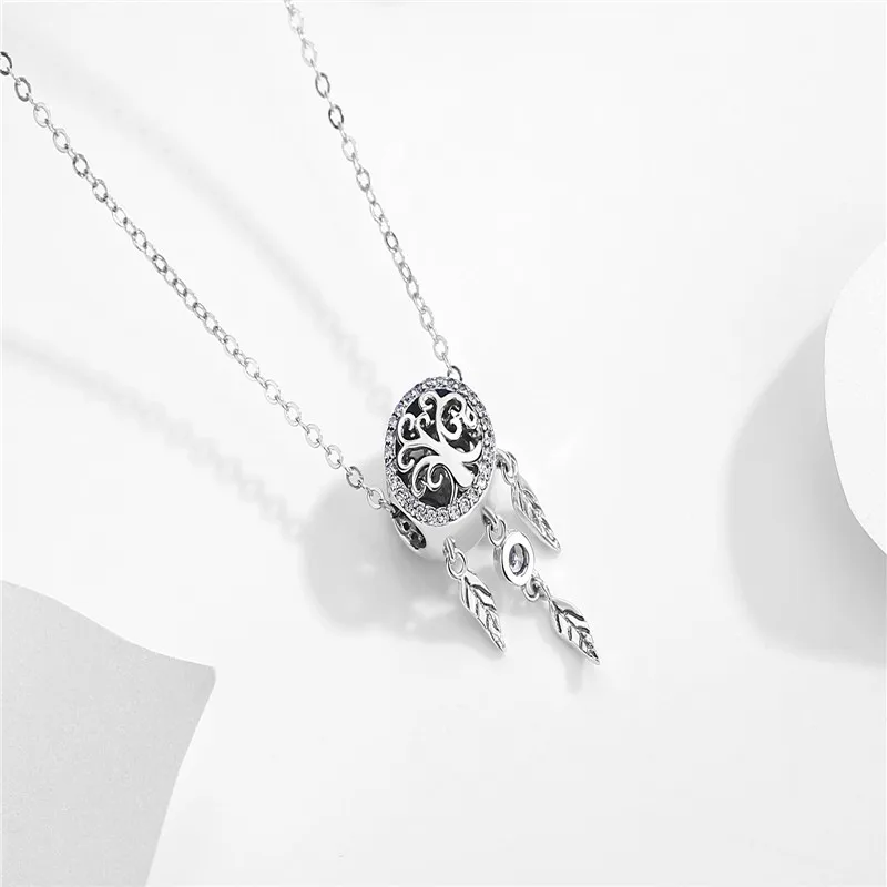 CaevKceai 925 Sterling Silver Dream Catcher Dreamcatcher Pendant Necklace for Women Solid Sterling Silver Jewelry