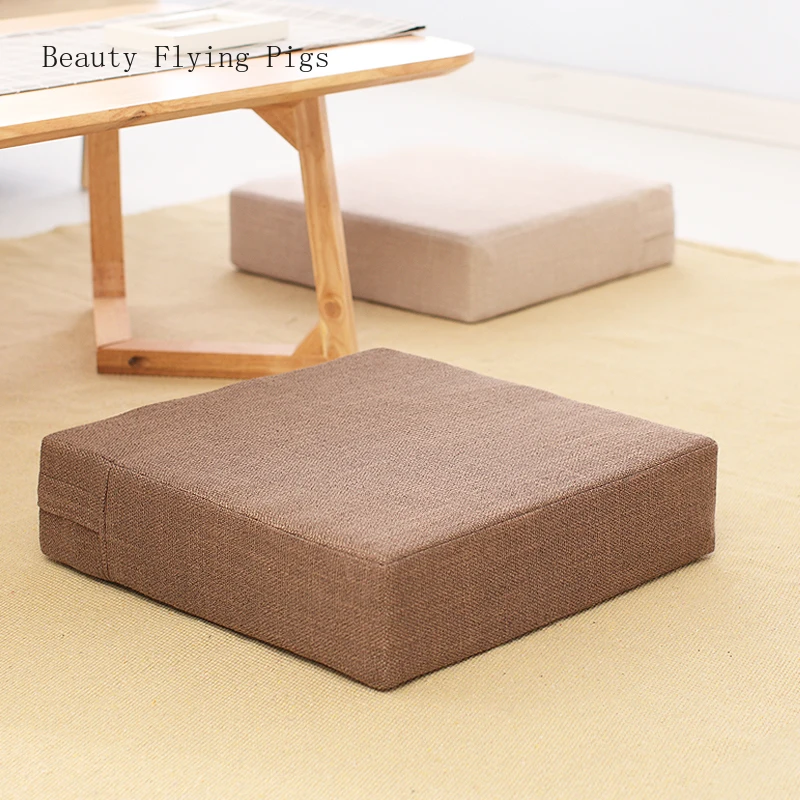 

Direct selling new style rustic style square futon cushion on the floor removable and washable tatami linen coffee table mat