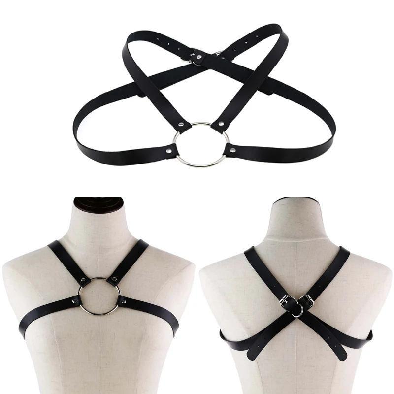 

PU leather ring chain strap body chain collar abdominal girdle performed on stage Chain belt