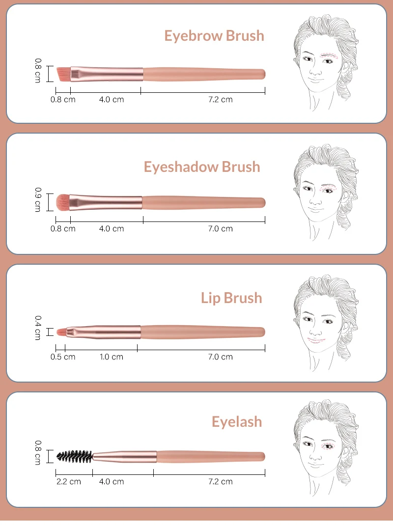 8Pcs Mini ANMOR Makeup Brush Set Foundation Highlighter Eyeshadow Blending Brushes Eyelash Eyebrow Brush For Make Up Pincel (8908-P)