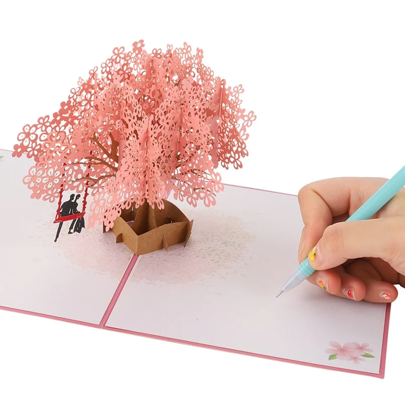  New 3D New Cherry Three-dimensional Small Card Folding Teacher's Day Couple Blessing Manual DIY Inv - 4.00047E+12