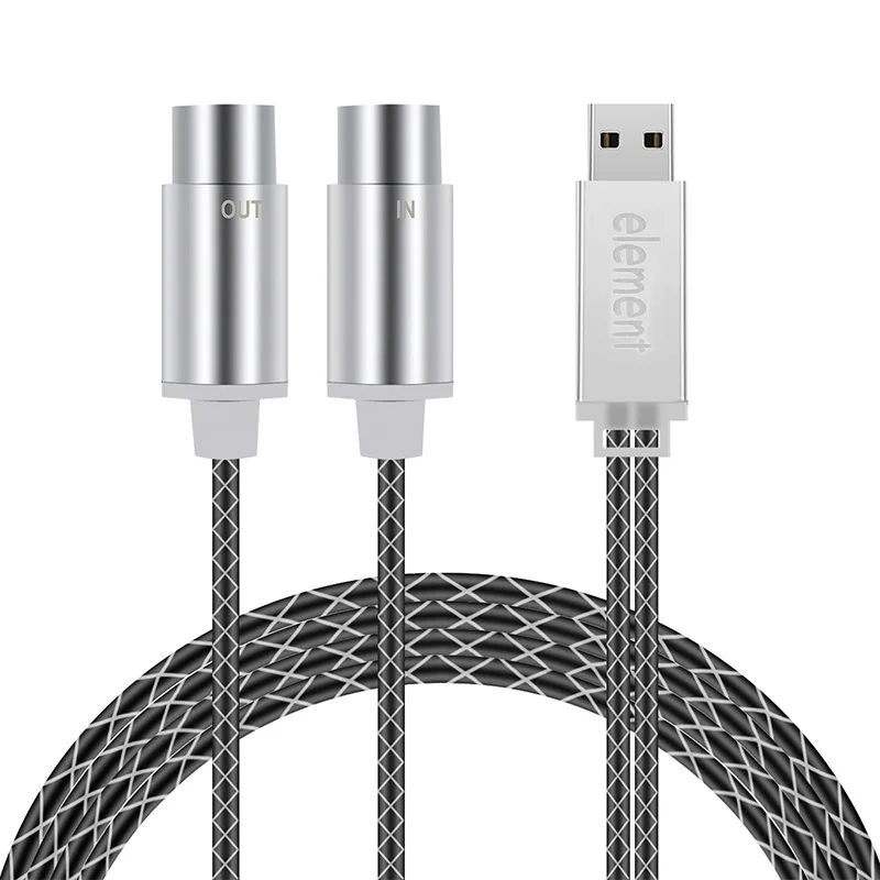 ELE MENT MIDI Cable to USB IN-OUT Converter, Professional MIDI Interface with Indicator Light, FTP Processing Chip, Metal Shell afbeelding