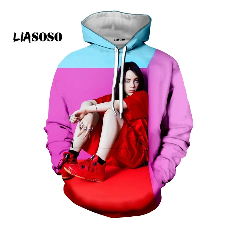 Аниме Мода Толстовка 3d принт синий Billie Eilish толстовки для мужчин/wo мужские толстовки в стиле хараджуку хип-хоп одежда с длинным рукавом - Цвет: 10