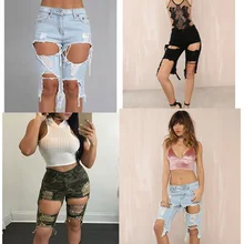 Женские рваные потертые узкие джинсы до колена, сексуальные узкие брюки средней длины с дырками, синие укороченные обтягивающие шорты с бахромой