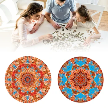 

500pieces For Adults Travel Portable Entertainment Jigsaw Toy Educational Parent-child Games Relieve Stress Round Gift Home Flat