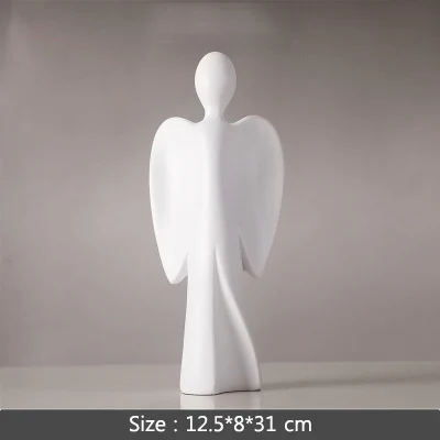 White Nordic Abstract Angel Statue Creative Angel Wings Sculpture Ornament Room Desktop Decoration Home Decoration Accessories - Цвет: White