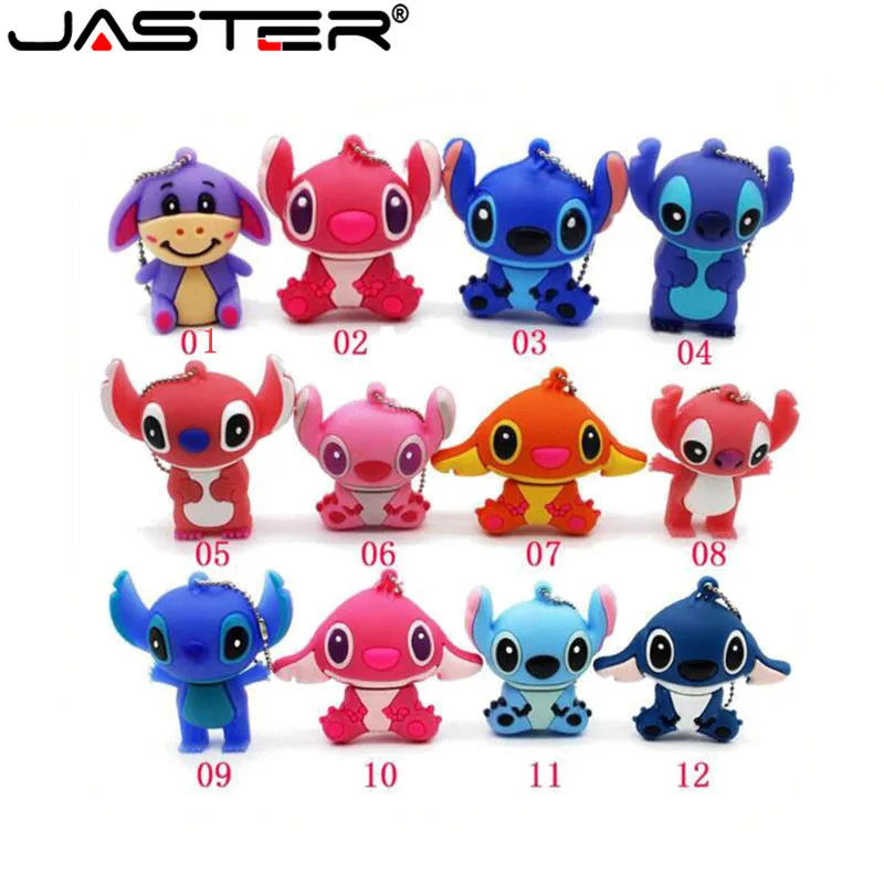 JASTER мультфильм Синий Розовый модель Ститч usb флеш-накопитель usb 2,0 4 ГБ 8 ГБ 16 ГБ 32 ГБ 64 ГБ флеш-накопитель милый мини Ститч-накопитель