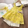 Bear Leader Girls Clothing Sets 2022 Summer Kids Clothes Floral Chiffon Halter+Embroidered Shorts Straw Children Clothing ► Photo 2/6