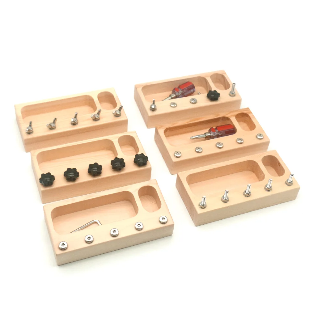 Wooden Montessori Screw Driver Board Basic Skills Bead Game Mentssori Educational Learning Toys for Child Birthday Gifts J2664Y