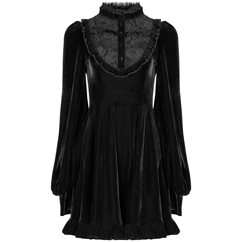 black GCC3189 XITAO готическое женское платье для куклы с воротником винтажное бархатное короткое маленькое черное платье Элегантное модное кружевное платье GCC3189 - Цвет: black GCC3189