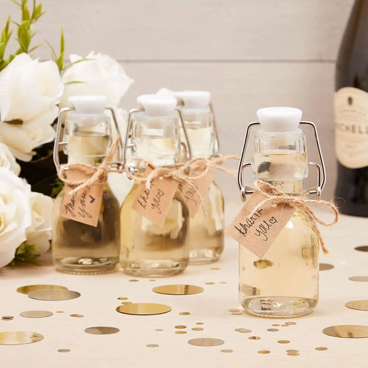 Mini Swing Top Glass Bottles with Tags and Twine For Party Favors 60ML glass bottles,mini glass bottles,mini perfume bottles