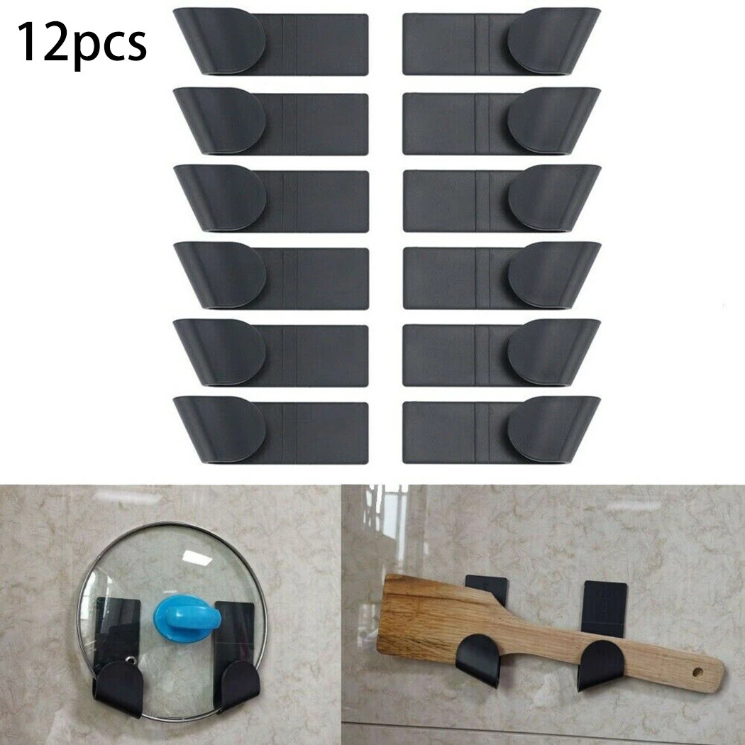 12 Pcs Wall Mounted Pot Lid Holder Rack Selfadhesive Wallmounted Lid Organizer Adjustable