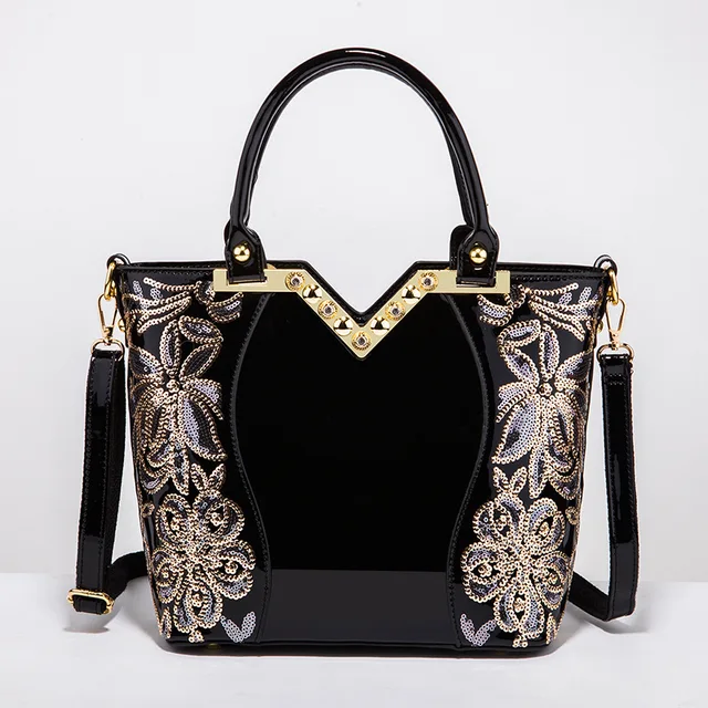 Fashion New Brand Designer Women Handbag Embroidered Bright Leather Shoulder Bag Tote Bag High-End Large-Capacity Messenger Bag 2