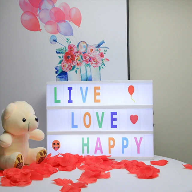 Creative LED Letter Photography DIY Hot A4 Display Stand Color Changing  Light Box Birthday Decorative Poster