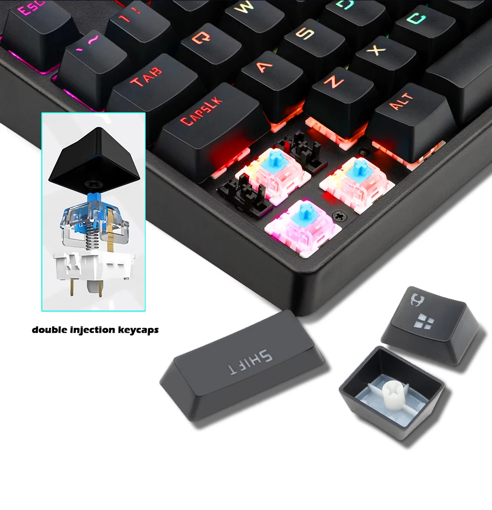 Redragon K579 RGB USB Механическая игровая клавиатура синий переключатель со светодиодной подсветкой 104 ключ анти-ореолы проводной ПК Компьютерная игра