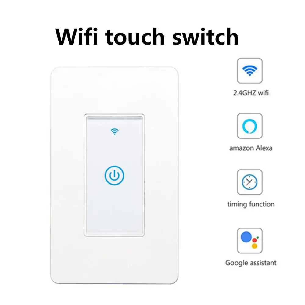

Teekar DS-123 Wifi Smart Light Switch US Standard Panel Voice Control Wall Switch Smart Life Work With Alexa Google Assistant