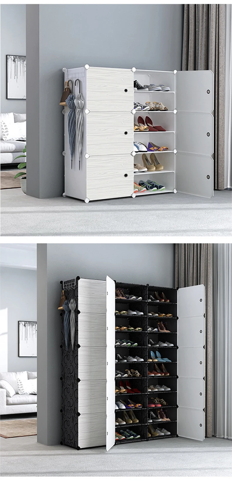 rotating shoe tower on Multi Cube Shoe Cabinet Modular Home Diy Storage Organizer Bedroom Wordrobe Closet Plastic Shoe Rack With Umbrella Hanger Shoe Cabinets Aliexpress