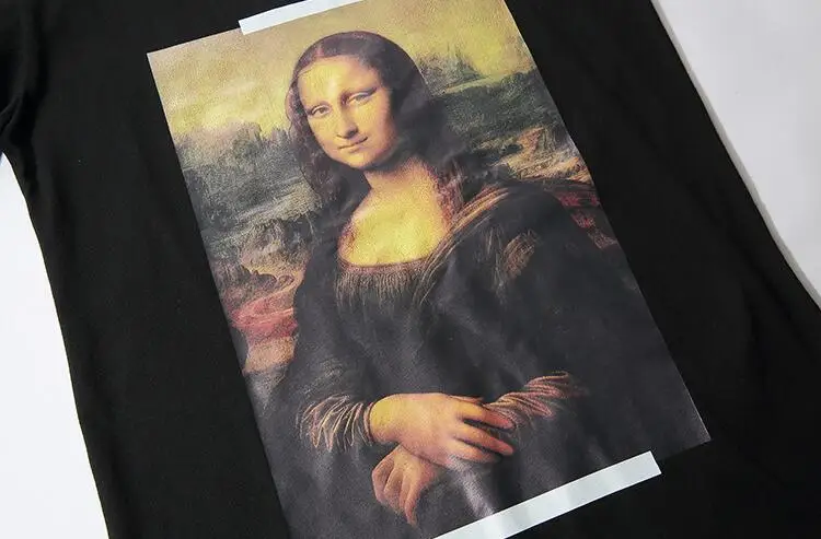 Европейские и американские модели 19SS Off-White OW Mona Lisa для мужчин и женщин, для влюбленных пар, Модная хлопковая футболка с круглым вырезом и коротким рукавом