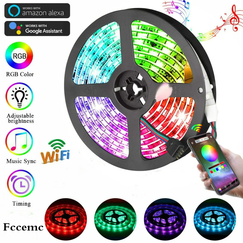 

LED Strip Light kit, Color Changing Flexible Dimmable SMD 5050 LEDs, 12V LED Tape with RF Remote, LED Ribbon for Home Lighting