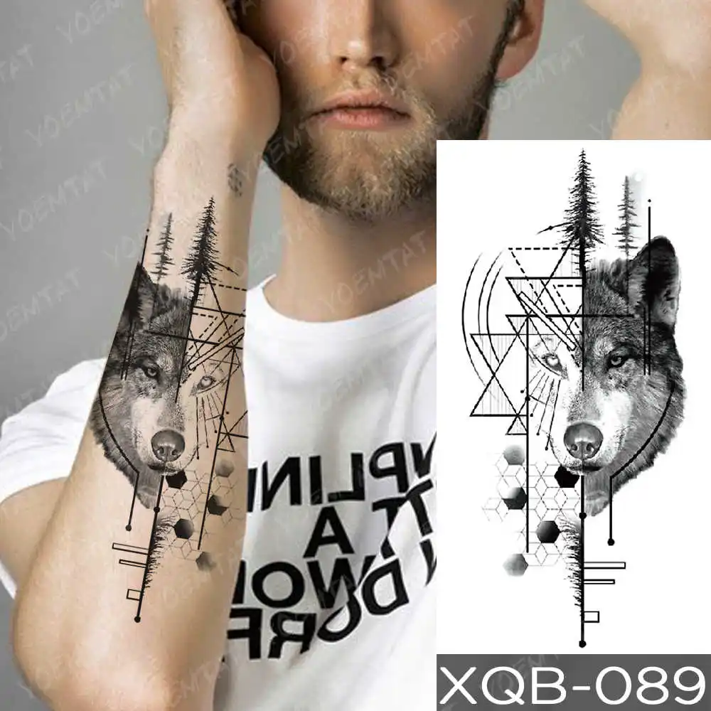 Dragon Wolf Tiger Animal Waterproof Temporary Tattoo Sticker Man Arm Leg Tato Body Art Fake Tatto Water Transfer Tatoo Women