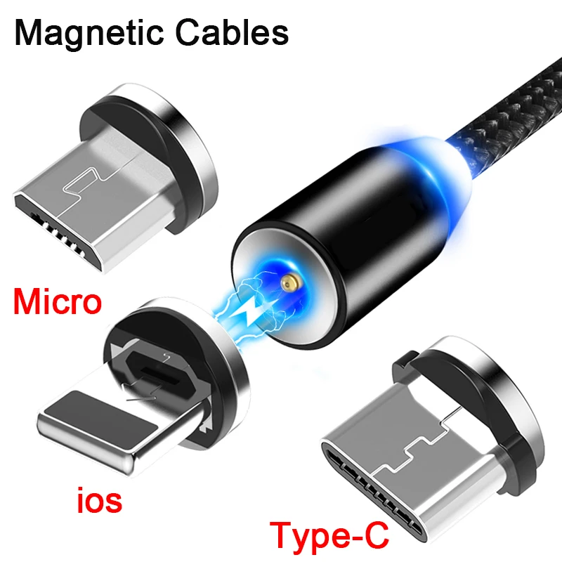 

Nylon USB Magnetic Cable For Type-C Micro USB Quick Charger Wire Data Phone Cables Fast Charging Cord For iPhone Lightning