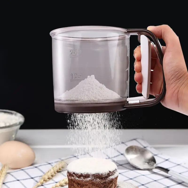 Handheld Powder Flour Sieve Cup Mesh Sifter Strainer Plastic Sieve Cup