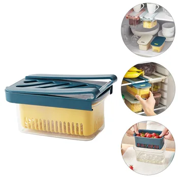 

Refrigerator Storage Box Drawer Type Crisper Fruit Vegetable Box (Dark Blue)