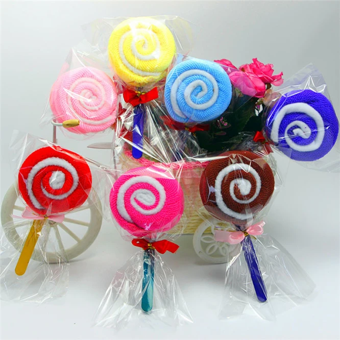 20pcs Cute Lollipop cake towel colorful candy shape creative gift towels cotton lovely Valentine's wedding birthday | Дом и сад
