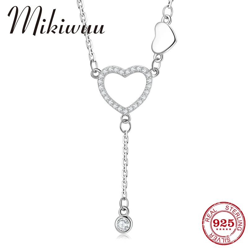 

Hot 925 Sterling Silver Romantic love Heart Nacklaces Pendant Fashion Elegant Chain Statement Nacklack for Women Jewelry