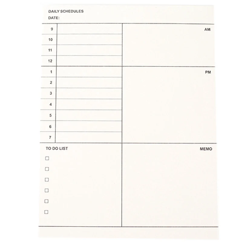 50Sheets Daily Schedule/Weekly/Monthly Planner Notepad Tearable Notes Agenda Book Paper School Office Supplies Stationery 50Sheets Daily Schedule/Weekly/Monthly Planner Notepad Tearable Notes Agenda Book Paper School Office Supplies Stationery