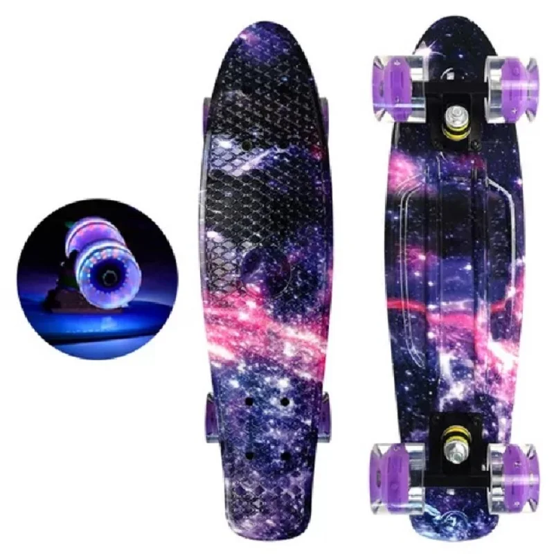 Mini Fish Skateboard Per Bambini, Cruiser Penny Board, Scooter A 4 Ruote Giocattolo, Flash Wheel, Tavole Da Skate Portatili All'Aperto, 22 Pollici