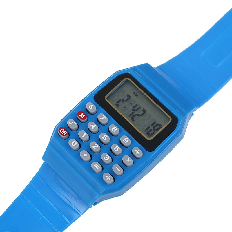 Светодиодный калькулятор часы электронный цифровой хронограф компьютер Резиновые наручные часы Дети Мальчики Девочки Спортивная игрушка